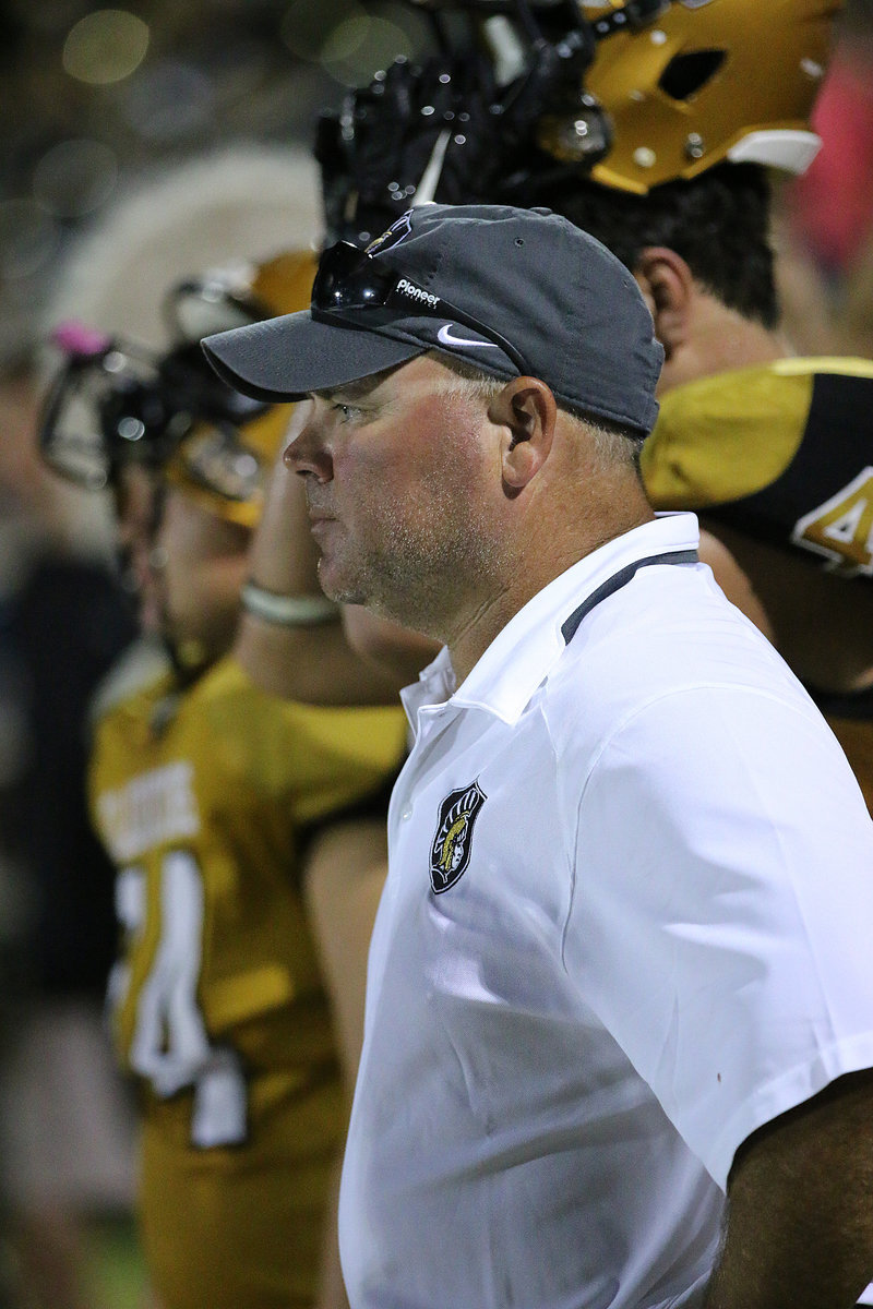 Image: Assistant Gladiator Football coach Jackie Cate is dying to put on a helmet and get into the game. Just like the old days.