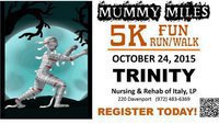 Image: Trinity Nursing &amp; Rehab of Italy, LP invites you and your friends to our inaugural 5K FUN Run/Walk on Saturday, October 24, at 8:00 am. This is a Family Friendly/Dog Friendly Event with awards being given for costumes in the following categories: Best Female, Best Male, Best Couple and Best Child. Run Awards will be given to First Female Finish, First Male Finish and First Child Finish.