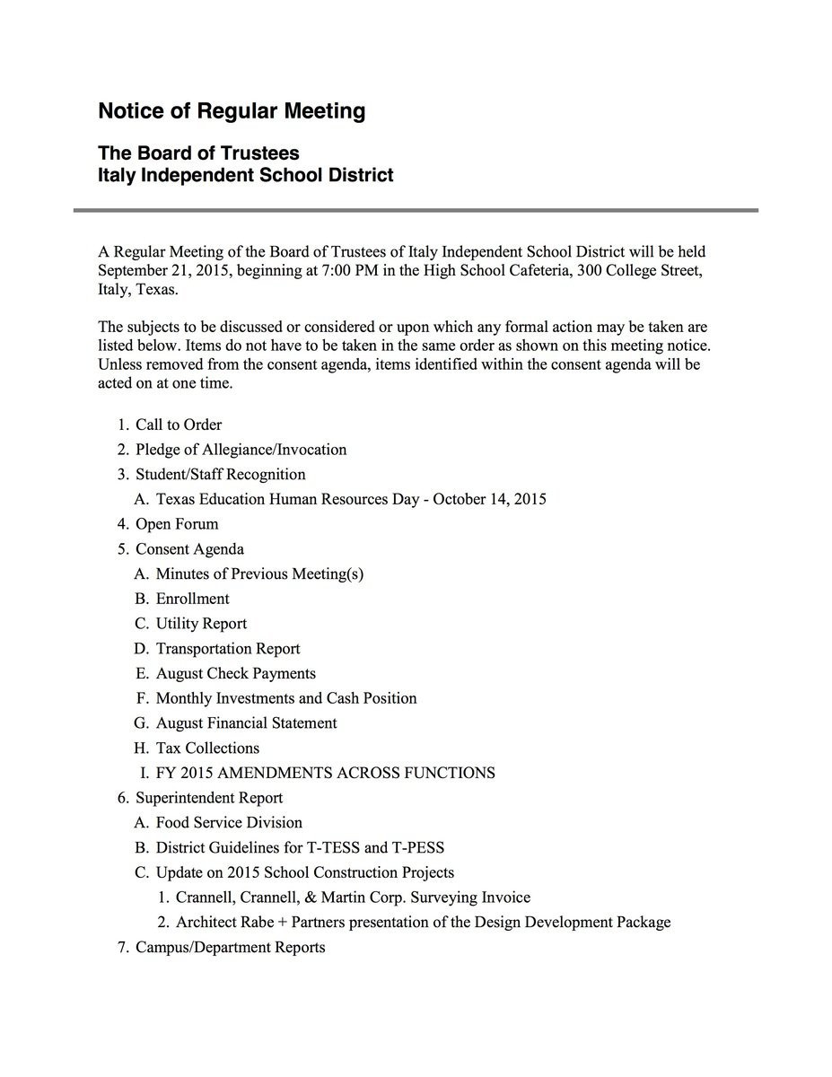 Image: Agenda – page 1