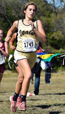 Image: Italy Lady Gladiator Cross-Country team member Jozie Perkins competes in Regionals. Perkins, a senior, ran a personal best of 15:04.