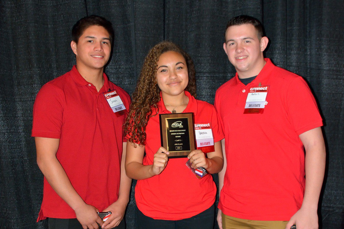 Image: Joe Celis, Vanessa Cantu, and Austin Crawford took 4th in Sports Nutrition.