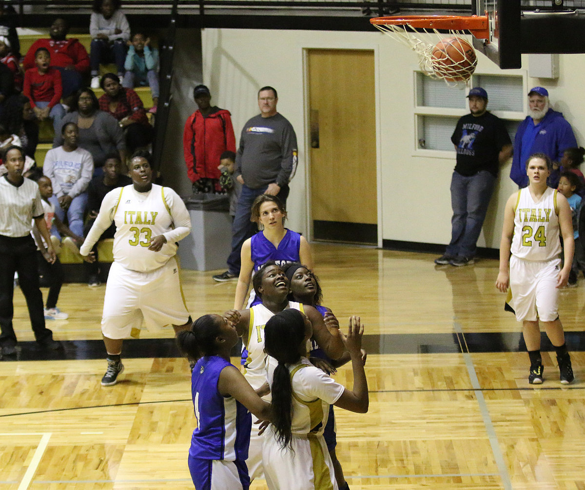 Image: Shercorya Chance(33) watches her three-point shot drop in over Milford to complete her 11-point outing.