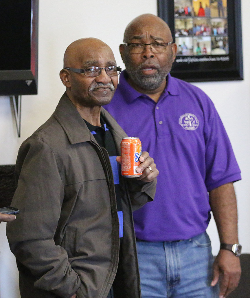 Image: James Isaac &amp; Pastor Al Isaac put the finishing touches on the chili cookoff.