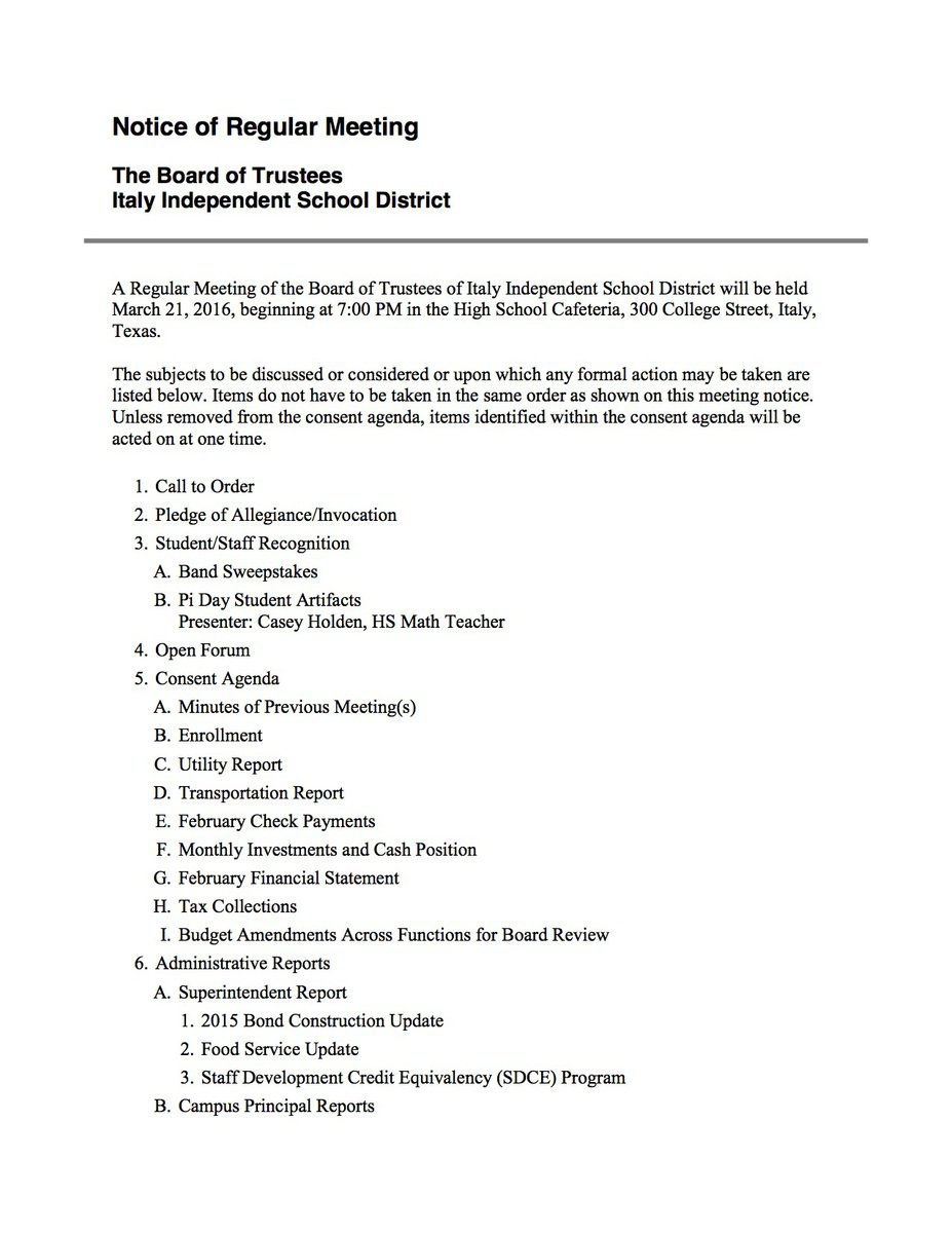 Image: Agenda – page 1