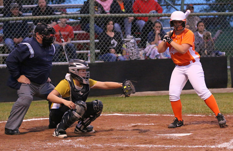 Image: Italy catcher Lillie Perry pulls in a strike from pitcher Jenna Holden.