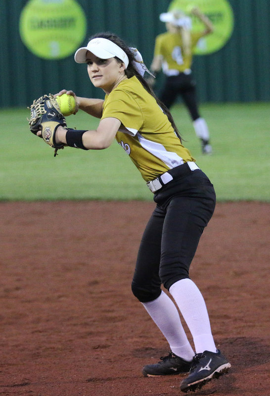 Image: Senior second-baseman Cassidy Childers readies herself for the final moments of the game.