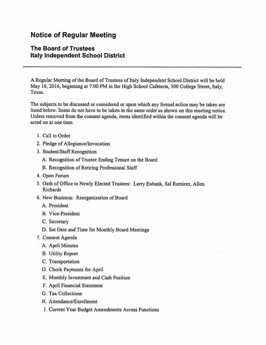 Image: Meeting Agenda – Page 1