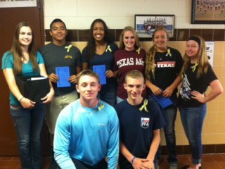 Image: Front: Hunter Morgan, Colton Allen
    Back: Amber Hooker, current Vice President; Christopher Munoz, Emily Cunningham, Kirby Nelson, Brycelen Richards, Rachel Huskins