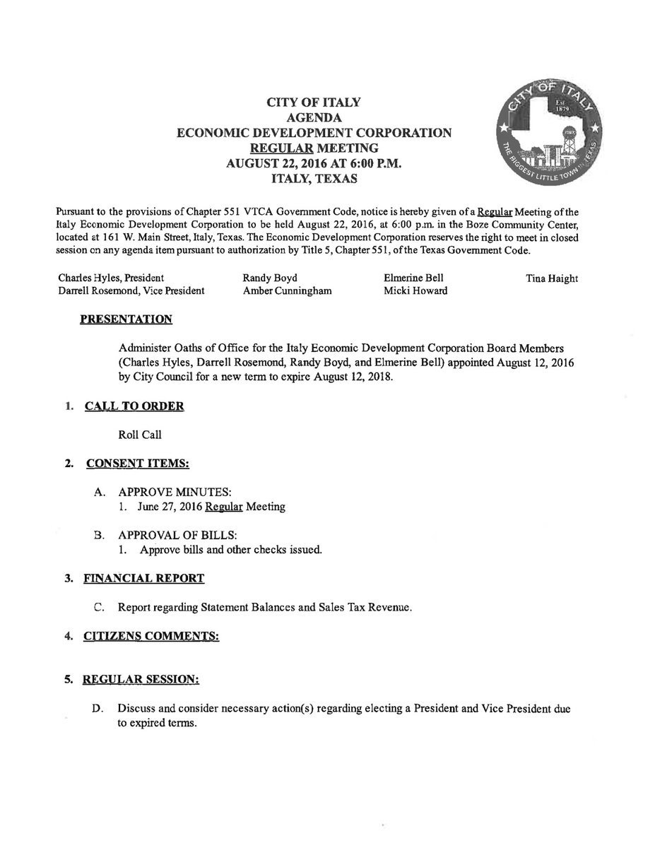 Image: Agenda – page 1