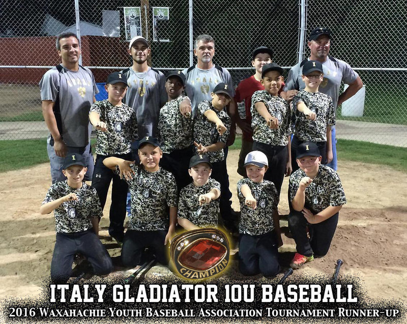 Image: Italy Gladiator 10U Baseball:
    Front Row (L-R) Dustyn Lohner, Gavin Ramirez, Gared Wood, Rhet Mathers and Luke Drake. Middle Row (L-R): Chance Shaffer, Traylen Fannell, Damien Wooldridge, Jaylen Wallace, Clayton Hellner
    Jackson Perkins and Lucky Johnson.