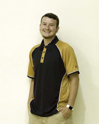 Image: Colby Harris models for Old Gold Sports this Old Gold and Black style MP3 which can be found online at www.oldgoldsports.net. The Booster Club also has a limited amount for sale at games.