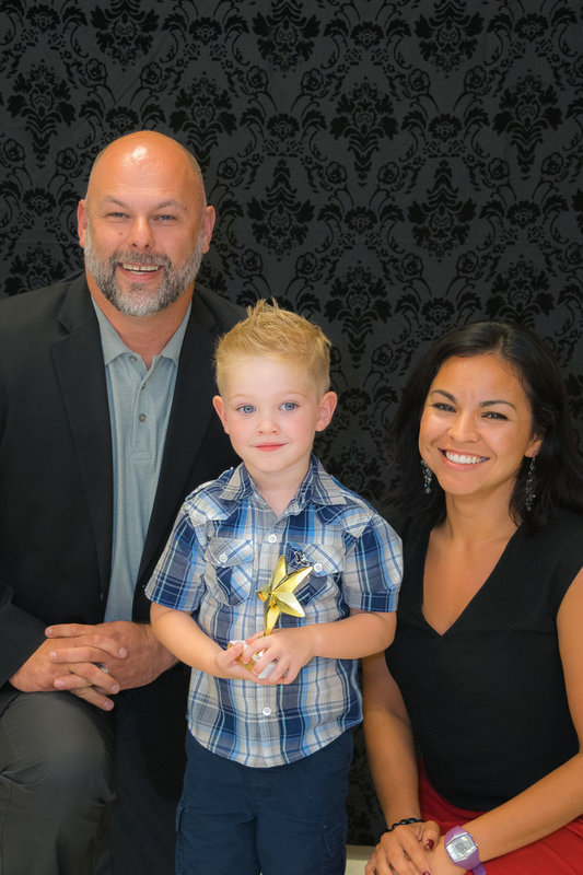 Image: Holden Chaffee with his teacher, Mrs. Otero and Mr. Joffre. Holden received the Pre-K Star Award.