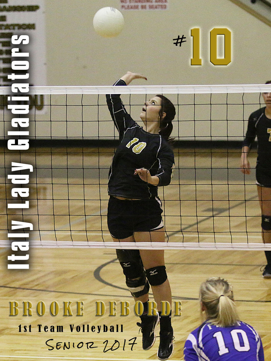 Image: Lady Gladiator senior #10 Brooke DeBorde received 1st Team All-District honors in Region 2 ~ District 12-2A during Italy’s 2016 campaign.