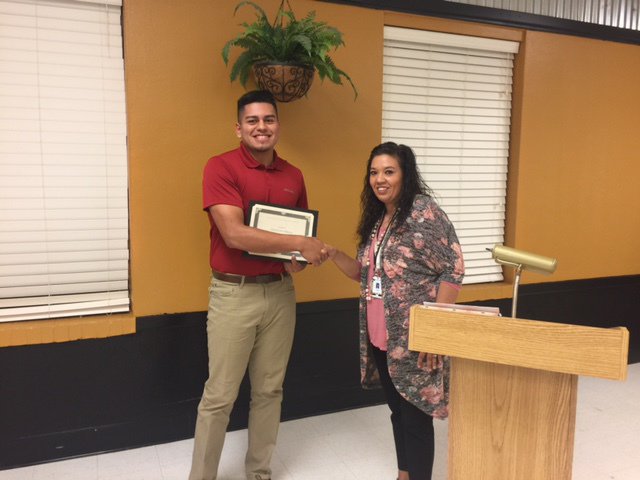Image: David DeLaHoya, future student at Texas State Technical College with Tina Richards, Academic Adviser for IHS