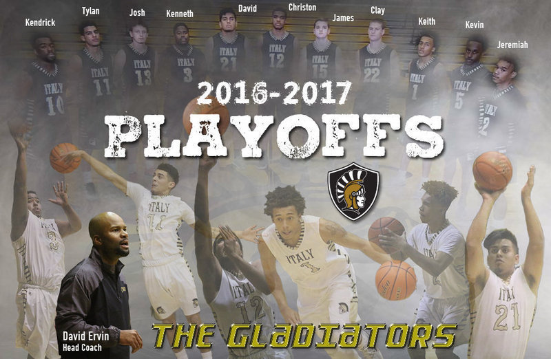 Image: The Italy Gladiator Boys Basketball team will compete for an Playoff seeding on Friday, February 17 in Corsicana at the Navarro College campus. Italy will play the winner out of LaPoynor and Kerens starting at 6:00 p.m. All three teams finished in a way three-way tie for district champions after posting identical 10-2 district records.