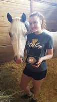 Image: Champion Judged Western Horseman at the District 8 4-H Horse Show is Sadie Hinz of Italy and her Pony of the Americas gelding Plaudits Handsome Lad.
