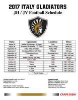 Image: 2017 Italy Gladiators JH / JV Football Schedule: