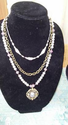 Image: Jennifer uses vintage beads on several creations.