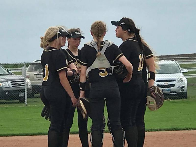 Image: Pitcher Jenna Holden and teammates Taylor Boyd, Lakota Townley, Sarah Sanders, Avery Green and Brycelen Richards.